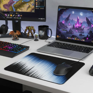 Mousepad Abstract Blue Glitch Art Crescent Moon Night Sky