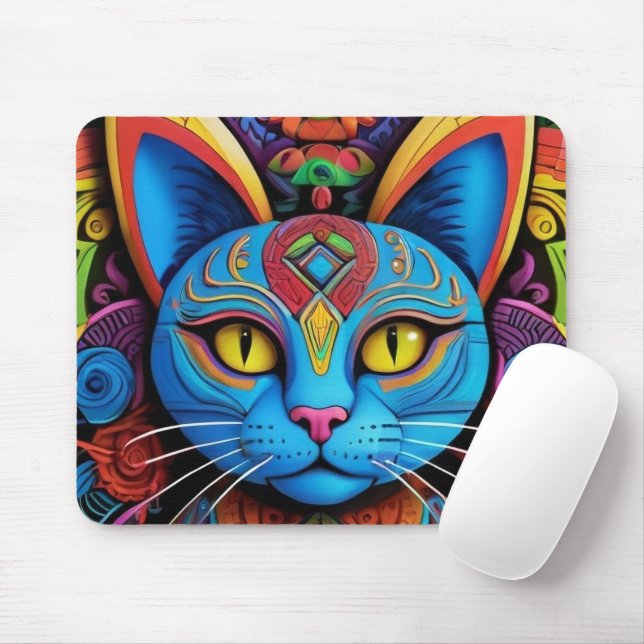 Mousepad Abstract Cat With Yellow Eyes (Com mouse)