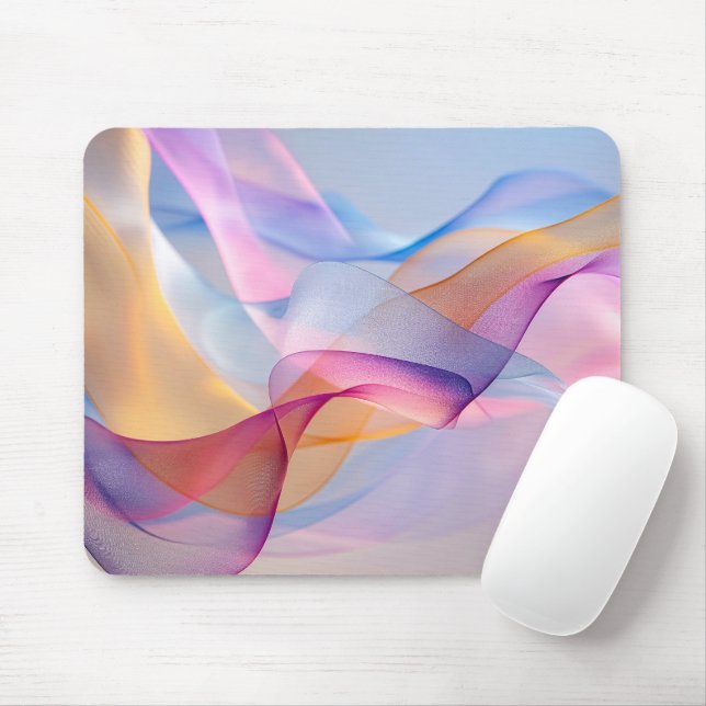 Mousepad Abstract Colorful Flowing Ribbons (Com mouse)