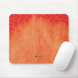 Mousepad Abstract Floral in Orange Stains Background
