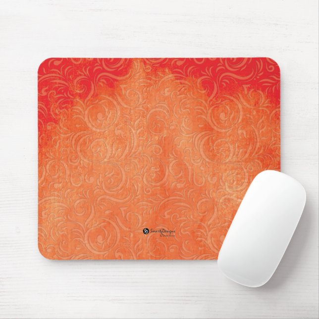 Mousepad Abstract Floral in Orange Stains Background (Com mouse)