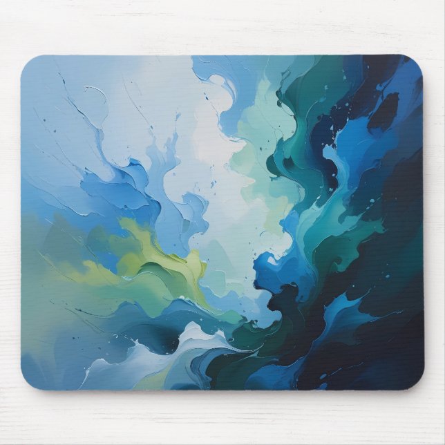 Mousepad Abstract Ocean Breeze – Fluid Blue & Green Art (Frente)