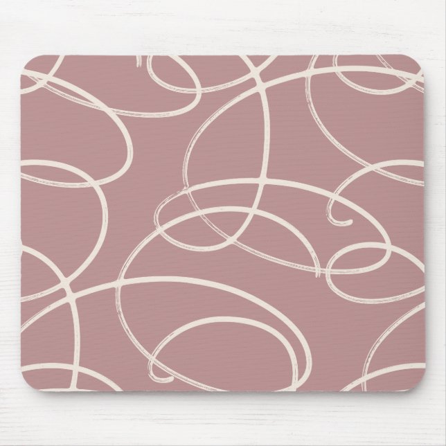 Mousepad Abstract Swirling Vine | Modern Texture Desk Pink (Frente)