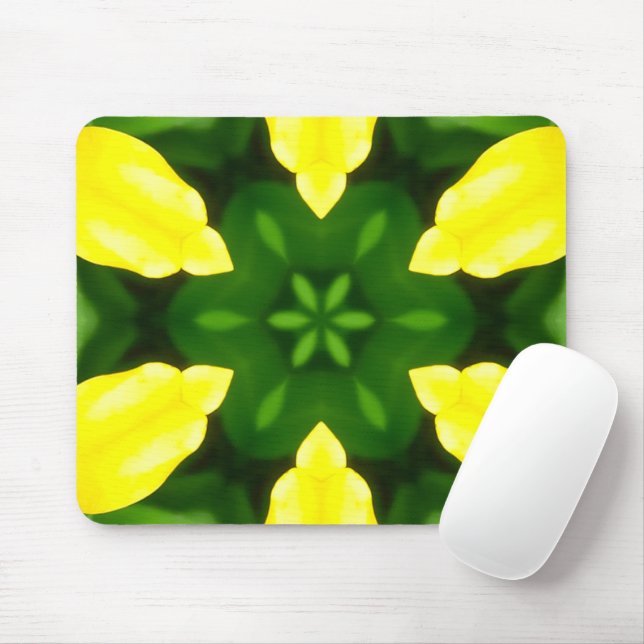 MOUSEPAD ABSTRACT YELLOW AND GREEN DRAWING. SAMER BRASIL. 3 (Com mouse)