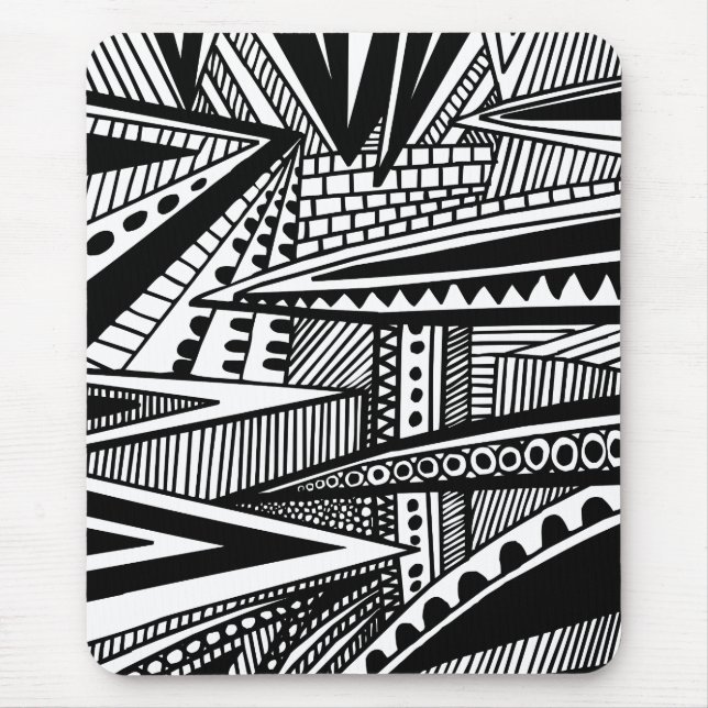 Mousepad Abstrato 25 - Preto e Branco (Frente)