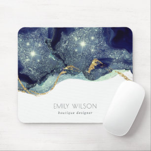 Mousepad Abstrato Álcool Tinta Marinho Azul