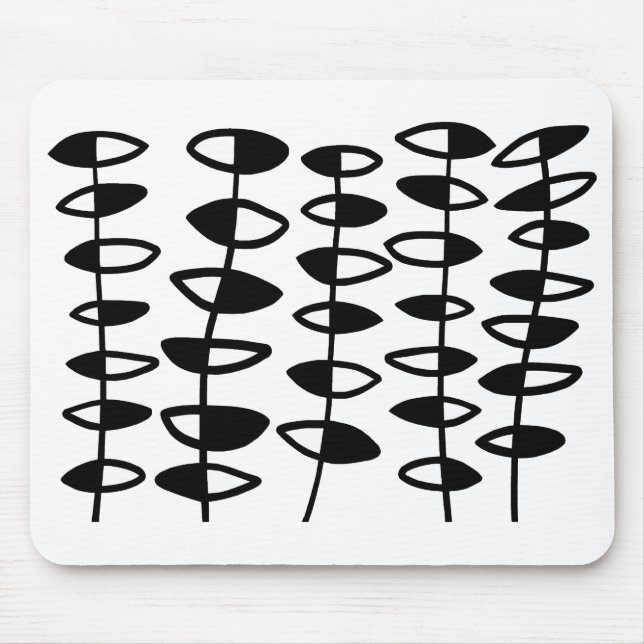 Mousepad Abstrato alterno das folhas - preto e branco (Frente)