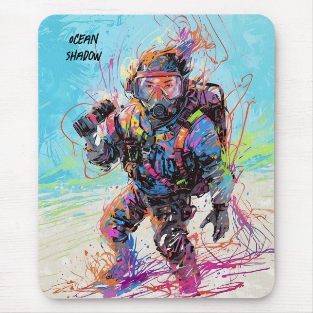 Mousepad Abstrato anime scuba mergulhador cômico subaquátic (Frente)