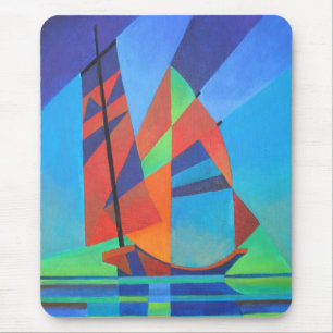 Mousepad Abstrato Art Junk Boat Contra Céu Azul Profundo