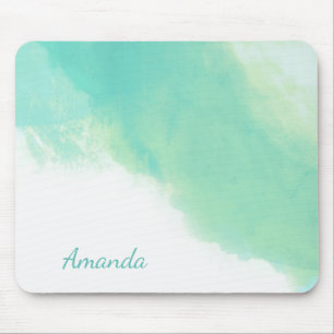 Mousepad Abstrato Azul Aqua Oceano com Monograma