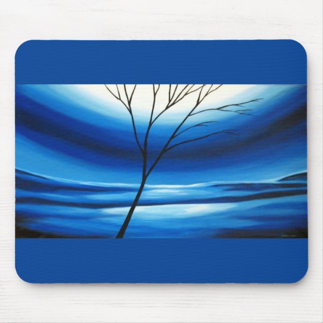 Mousepad Abstrato Azul, Árvore do Céu Elegante, Modelo (Frente)