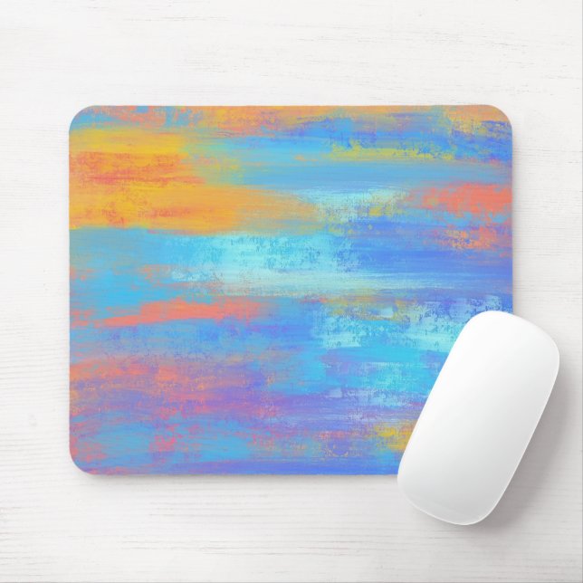 Mousepad Abstrato Azul e Laranja (Com mouse)