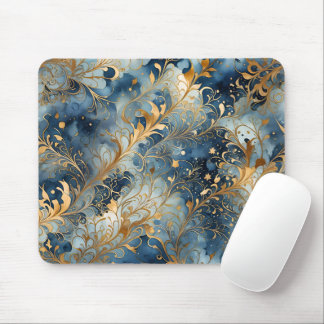 Mousepad Abstrato Azul e Ouro
