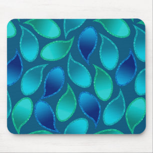 Mousepad Abstrato azul verde pavão pavão pavão padrão d