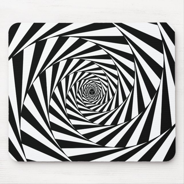 Mousepad Abstrato Black & White Spirals Art (Frente)