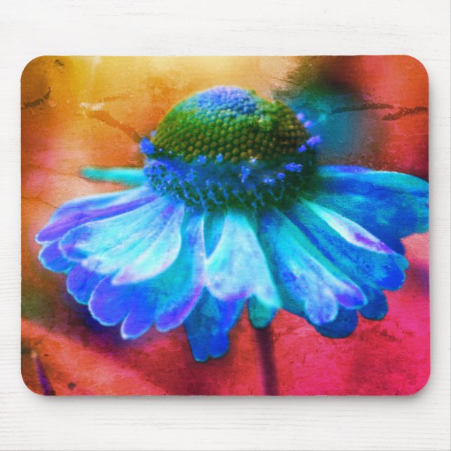 Mousepad Abstrato Blue Zinnia Flower Art (Frente)