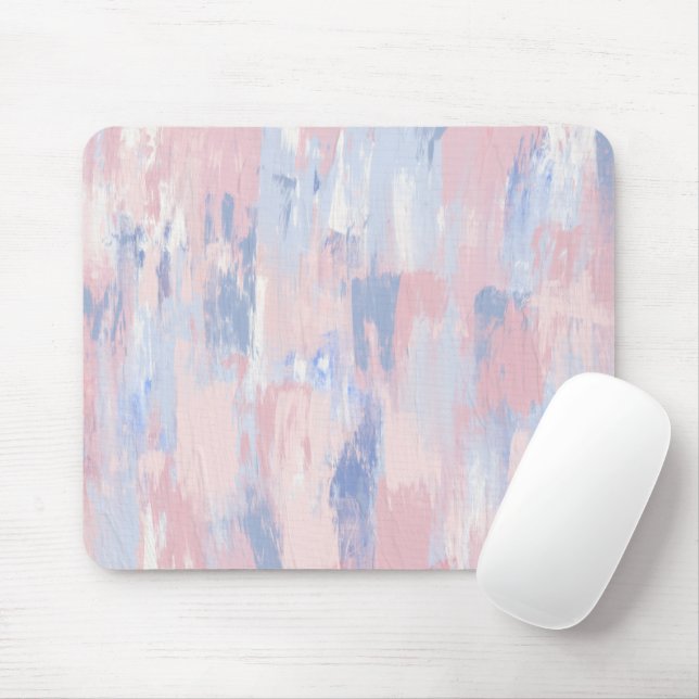 Mousepad Abstrato Blush e Traços de Tinta Azul (Com mouse)