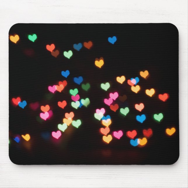 Mousepad Abstrato Bokeh forma adoráveis corações amorosos (Frente)