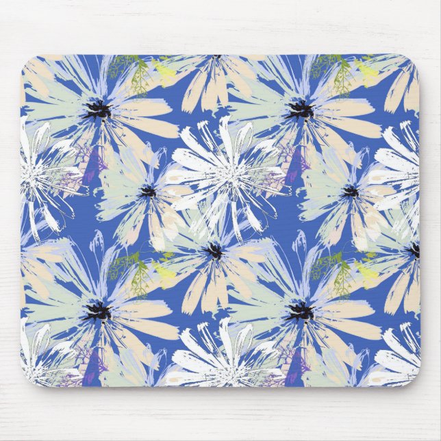 Mousepad Abstrato camomiles num fundo azul. (Frente)