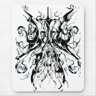 Mousepad Abstrato Chaos Tribal Design - preto e branco