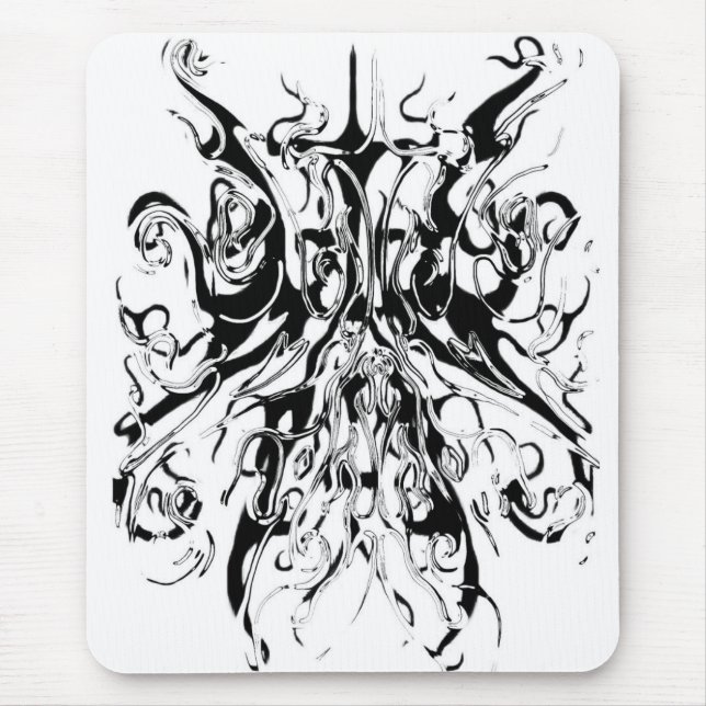 Mousepad Abstrato Chaos Tribal Design - preto e branco (Frente)