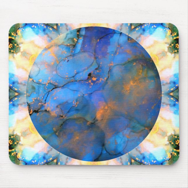Mousepad abstrato cifi de ouro roxo azul (Frente)