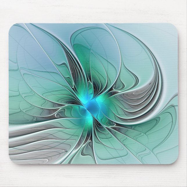 Mousepad Abstrato com Arte Fractal Azul, Moderna (Frente)