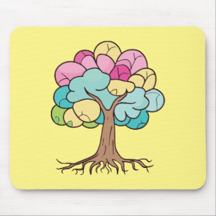 Mousepad Abstrato com raízes e folhas coloridas.