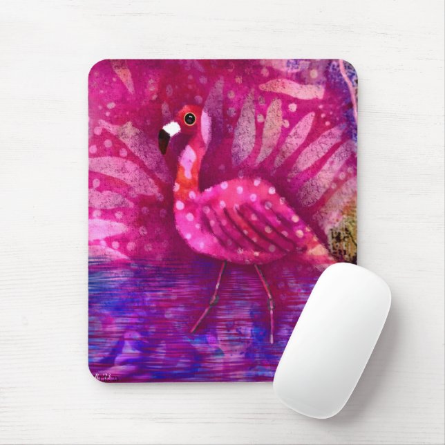 Mousepad Abstrato cor-de-rosa-branca Flamingo Tropical (Com mouse)