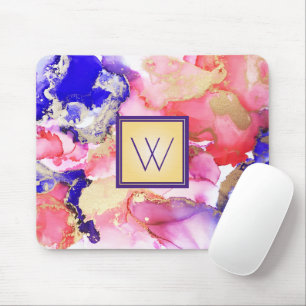 Mousepad Abstrato cor-de-rosa Monograma Roxo