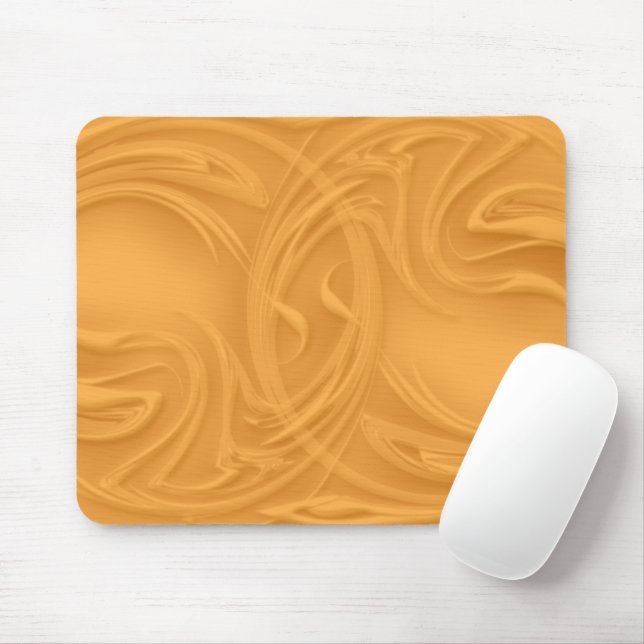Mousepad Abstrato Curvas Sobre Trabalho de arte Laranja (Com mouse)