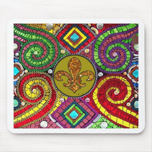 Mousepad Abstrato da flor de lis do vitral (Frente)