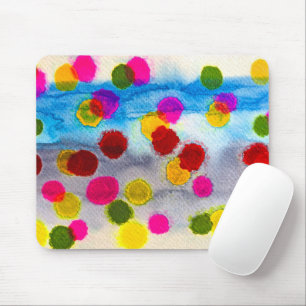 Mousepad Abstrato de aquarela bolinhas azul