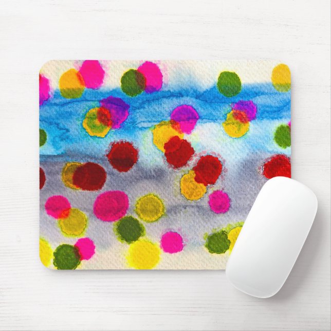 Mousepad Abstrato de aquarela bolinhas azul (Com mouse)