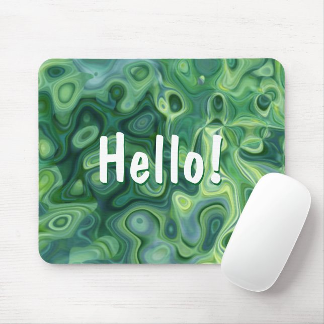 Mousepad Abstrato de Arte de Padrão Orgânico Verde (Com mouse)
