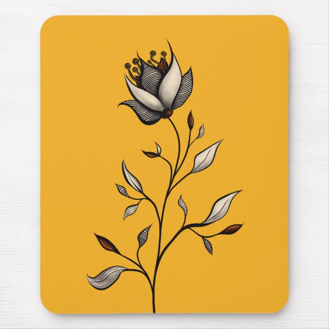Mousepad Abstrato de arte elegante de flores (Frente)