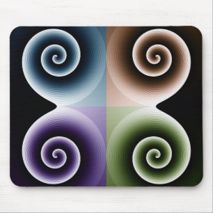 Mousepad Abstrato de Arte Espiral de Quatro Cores