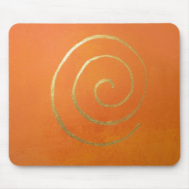 Mousepad Abstrato de Arte Moderna Laranja E Pintura Dourada (Frente)