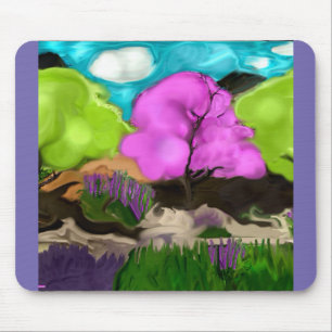 Mousepad Abstrato de Árvores de Algodão Doces
