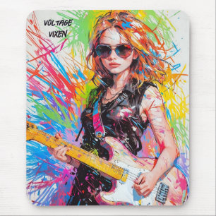 Mousepad Abstrato de chic, guitarrista do rock feminino