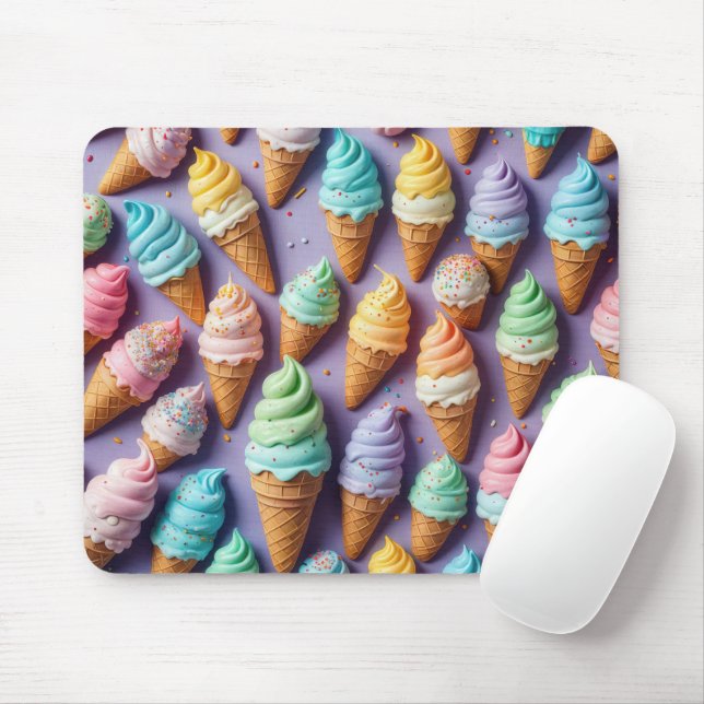 Mousepad Abstrato de Cones de sorvete (Com mouse)