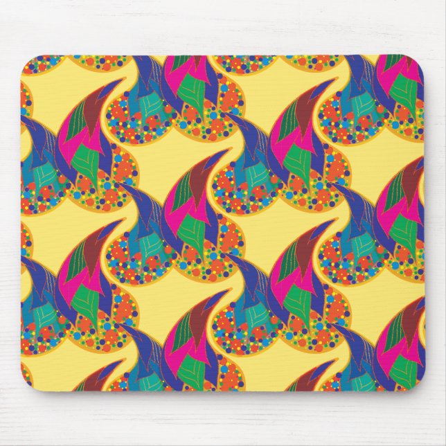 Mousepad Abstrato de confete colorido Paisley Rainbow cai (Frente)