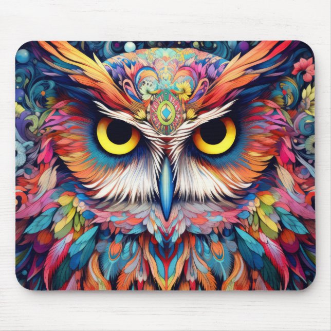 Mousepad Abstrato de Encantamento de Animais Coloridos (Frente)