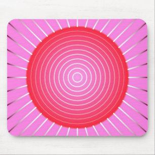 Mousepad Abstrato de explosão solar em coral, rosa e prata