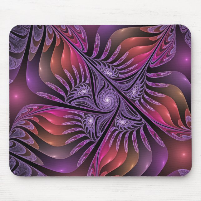 Mousepad Abstrato de Fantasia Colorida Fractal Roxo (Frente)