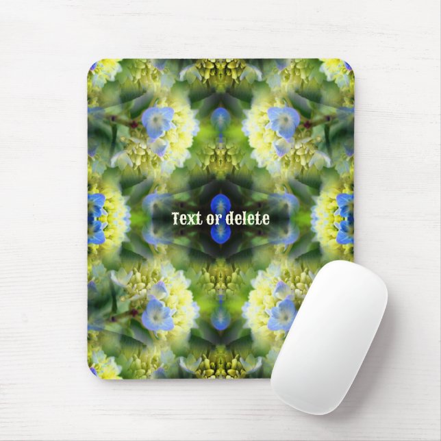 Mousepad Abstrato de Flor de Hydrangea Azul Personalizado (Com mouse)