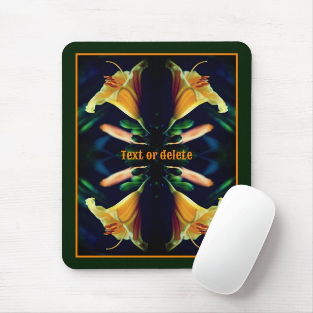 Mousepad Abstrato de Flor Lilar Amarelo Personalizado (Com mouse)
