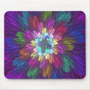 Mousepad Abstrato de Flor Psicodélica Colorida Arte Fracta