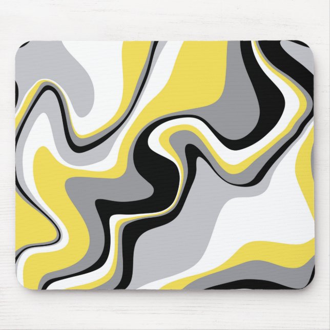 Mousepad Abstrato de Fluido Preto e Amarelo (Frente)