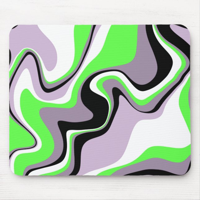 Mousepad Abstrato de Fluido Verde Negro, Cinza e Neon (Frente)
